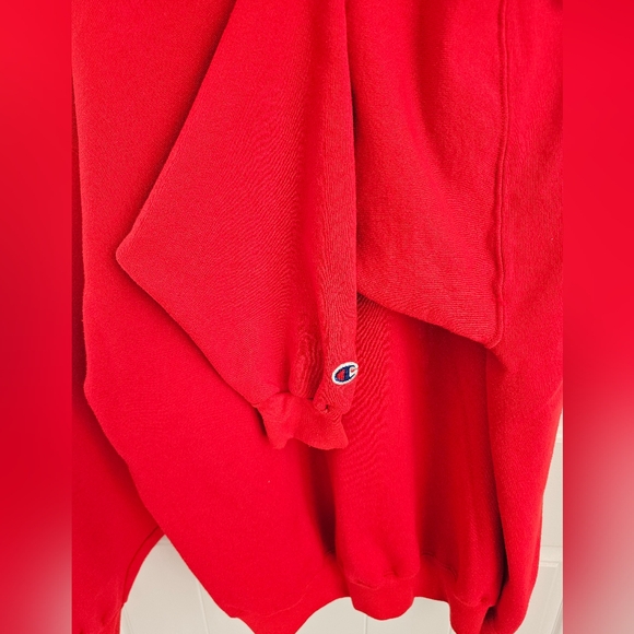 CHAMPION Men's Long Sleeve Red Pullover Sweatshirt - Picture 3 of 5